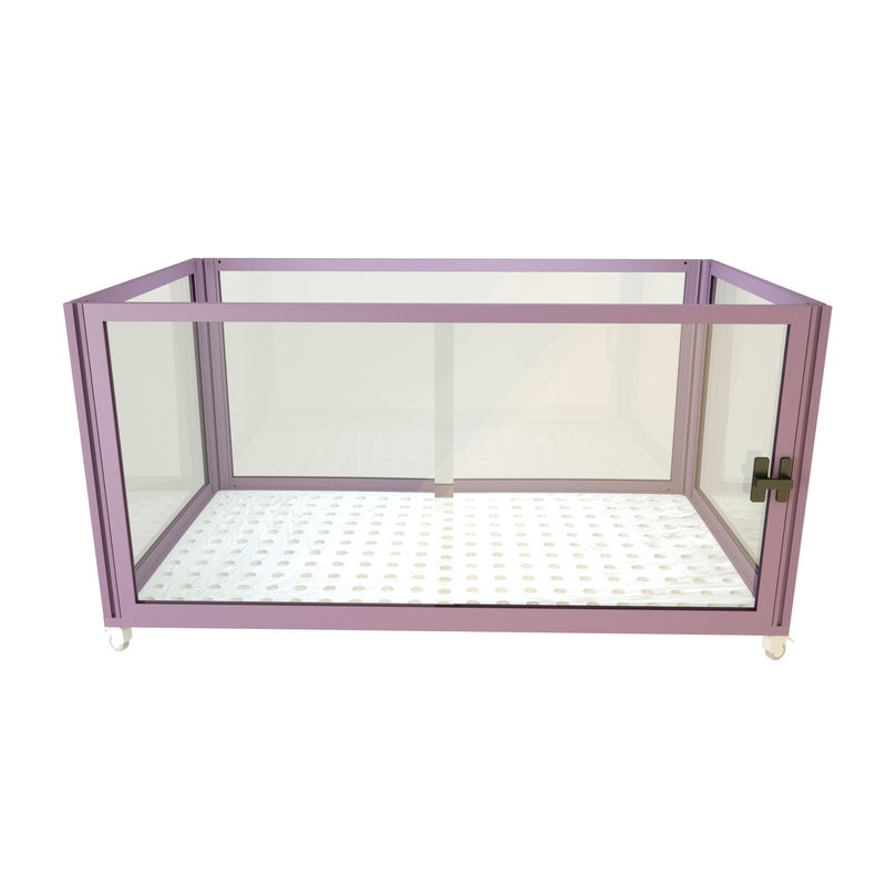 Kandang hewan peliharaan logam portabel dengan panel mesh dan kunci kunci removable tray Easy assembly